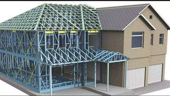 Вилла прочного облегченного дома конструкции железного каркаса стального Prefab полуфабрикат