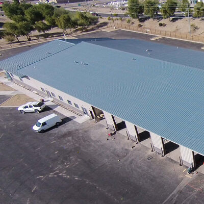 Steel structure production and processing workshop with pitched roof