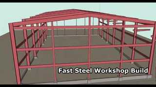 Мастерская, построенная из стальных конструкций.